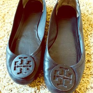 Tory Burch Minnie Soft Black Leather Ballet Flats